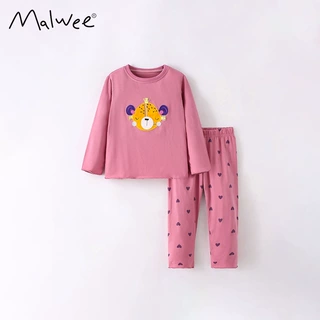 malwee女童两件套秋冬新款套装洋气欧美童装休闲圆领儿童家居服