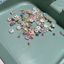 18k保色球针珍珠白色迷你树脂小花吊坠DIY绕线成品