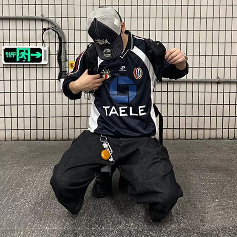 American Street T-Shirts for Men and Women 2025 Spring & Fall Rugby Jerseys Short-Sleeved Loose Casual Sweatshirts Dropshipping