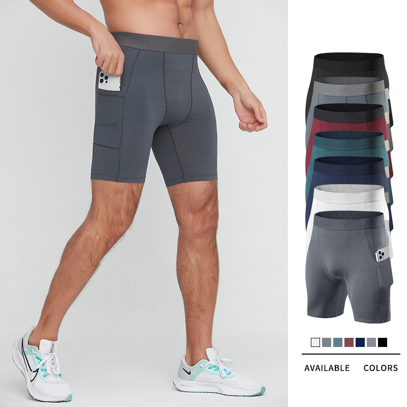 Men's Tight Sports Pants Half-length Pants Basketball Training Base Fitness Shorts Cross-border Quick-drying Shorts with Pocket Men's Tight Sports Pants Half-length Pants Basketball Training Base Fitness Shorts Cross-border Quick-drying Shorts with Pocket