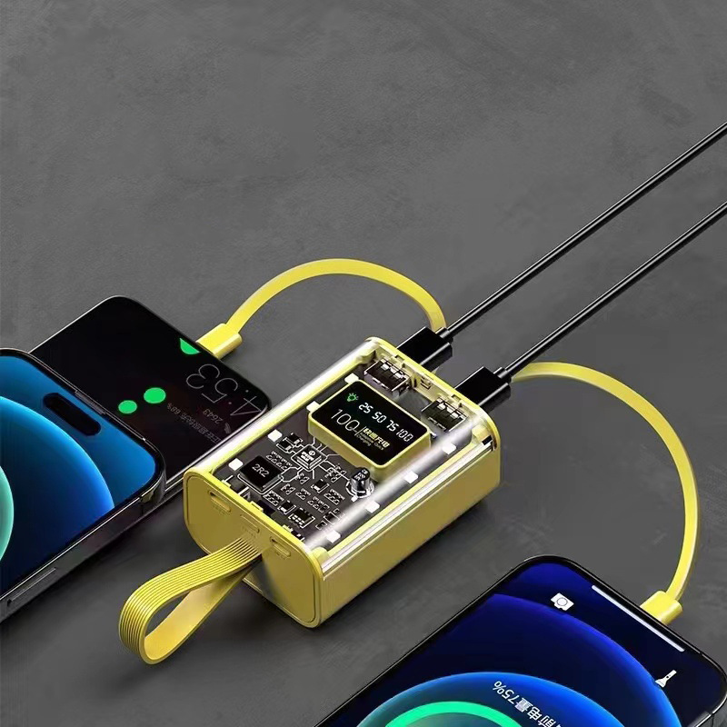 Shell transparente punk ventilador mecha con tres líneas de carga de gran capacidad 2w miliamperios fuente de alimentación portátil al aire libre