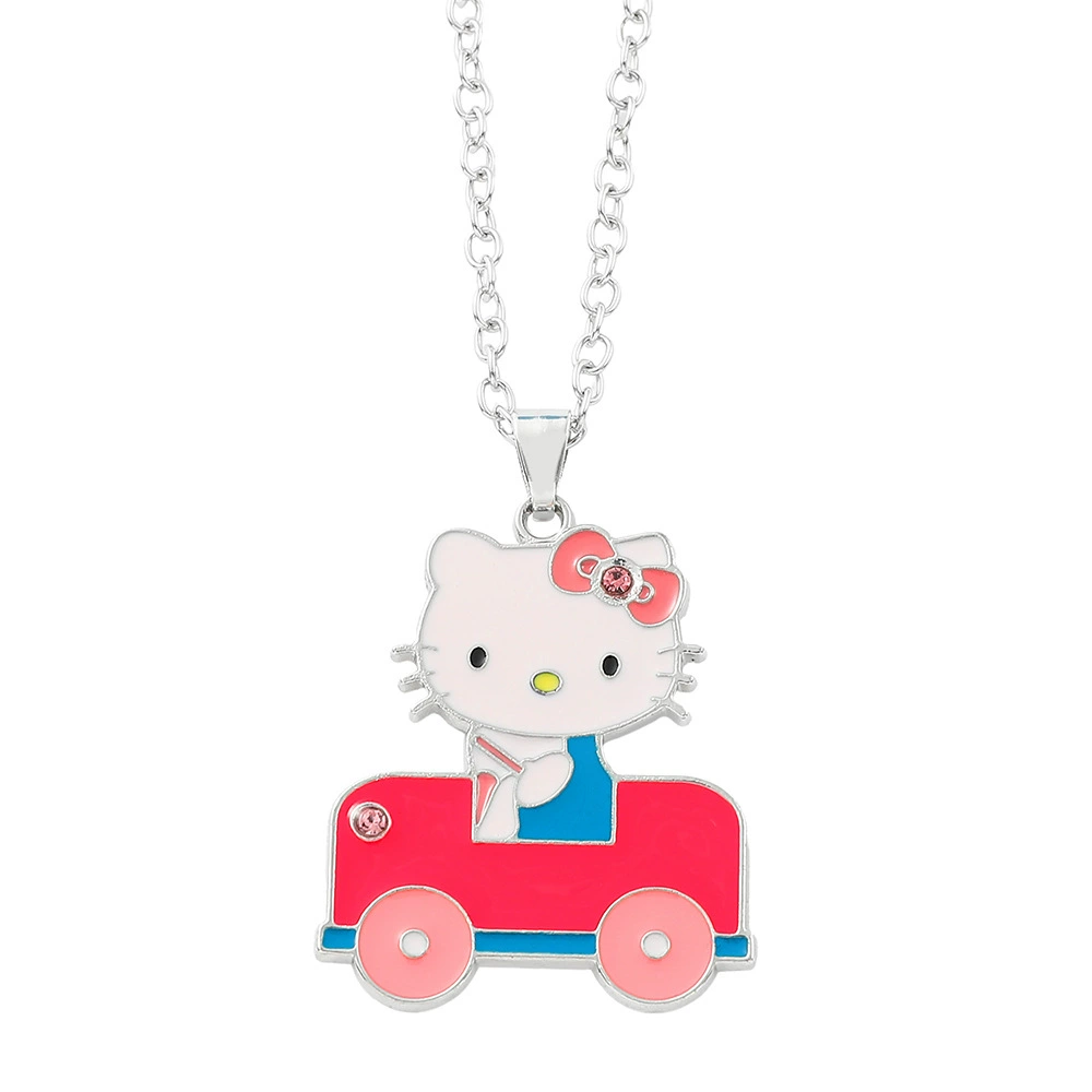 Подвеска-ожерелье (sanrio) Hello Kitty серебристый шарм, корона со стразами, универсальный аксессуар