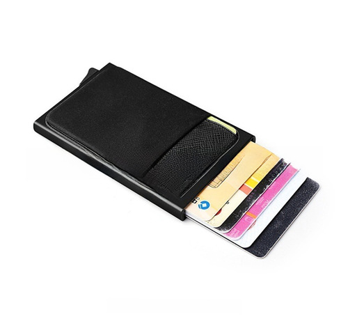 Manufacturer wholesale aluminum automatic pop-up card holder triangular band cover anti-metal theft bank card credit card bag RFID card holder