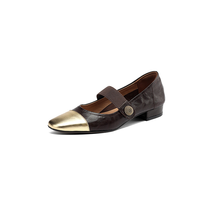 Retro dancing demi-season ballet shoes flat square toe low-cut