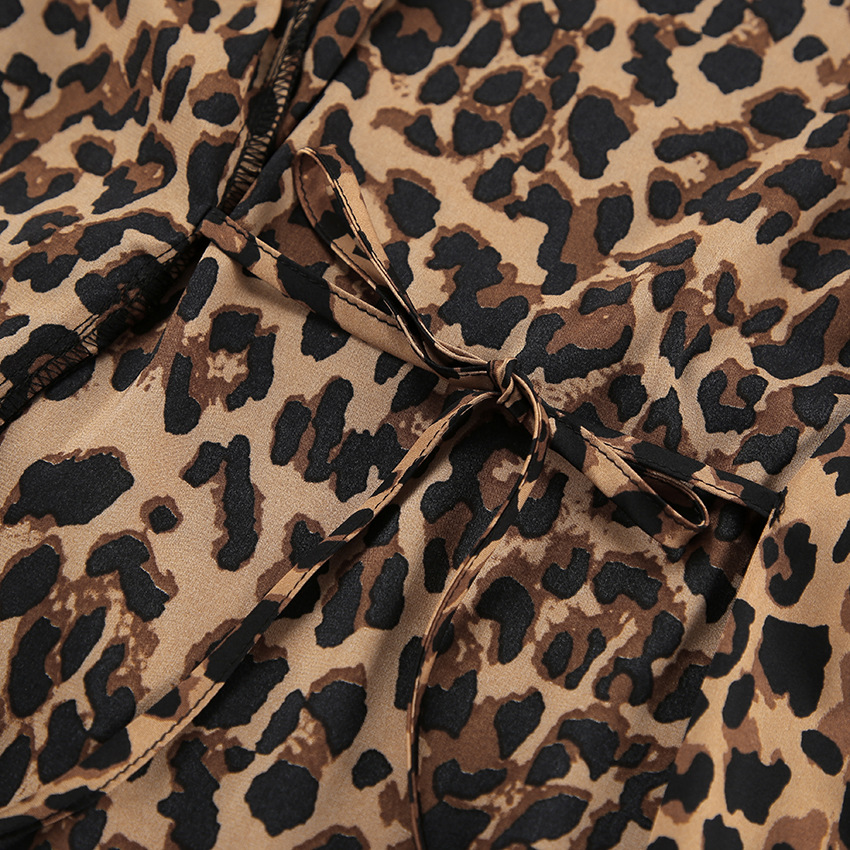 Luxury Feather-Trimmed Robe With Leopard Print – Soft Polyester Loungewear For Women, Versatile Sleepwear & Cover-Up_voghion.com
