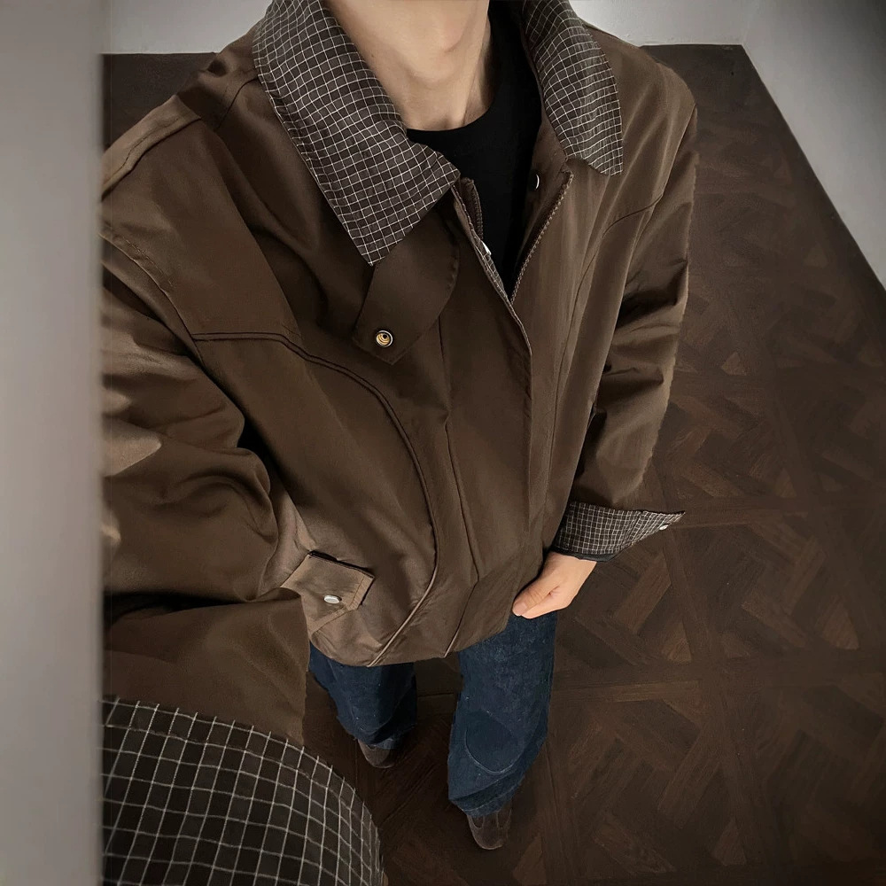 American-style cleanfit lapel jacket for men, new autumn vintage cool loose men's workwear casual coat