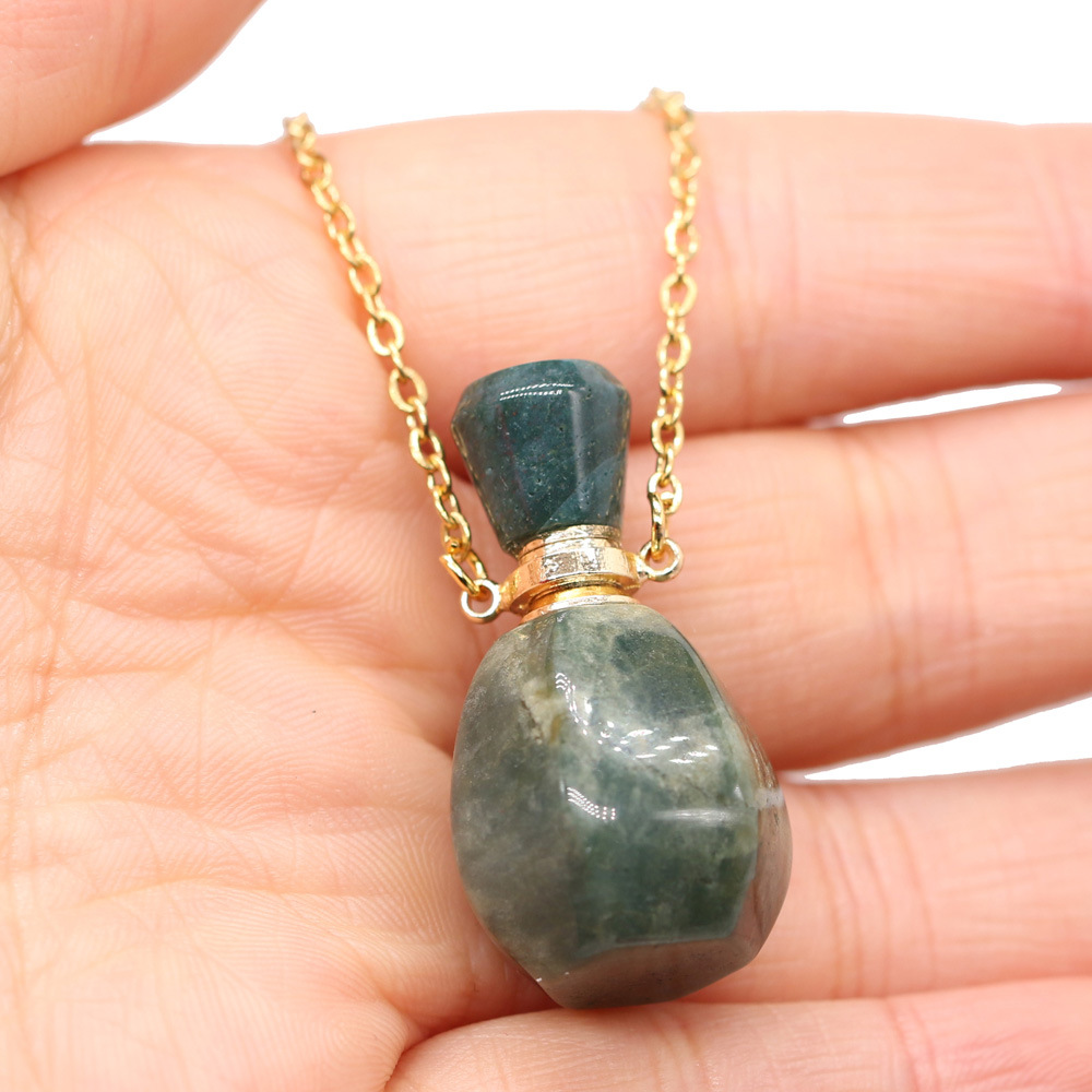 18g Weight Pendant Necklace Classification cable chain Chain Type 1 Piece Quantity Daily Occasion natural stone Material Perfume Bottle Pattern All Seasons Season Unisex Gender Classic Style Style Classic Style Perfume Bottle Natural Stone Cable Chain Pendant Necklace In Bulk 17