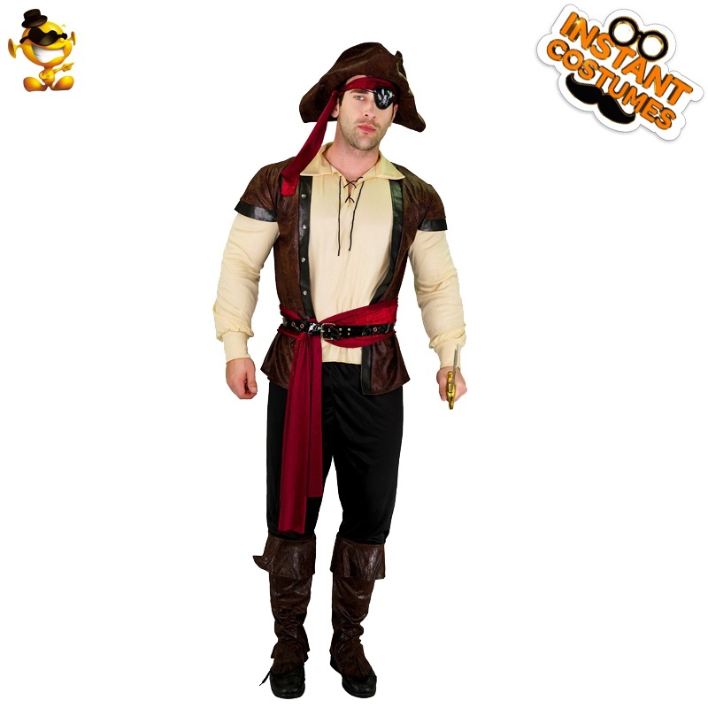 Halloween adulto hombres grandes de cuero pirata rendimiento traje Cosplay juego de rol partido traje de la etapa