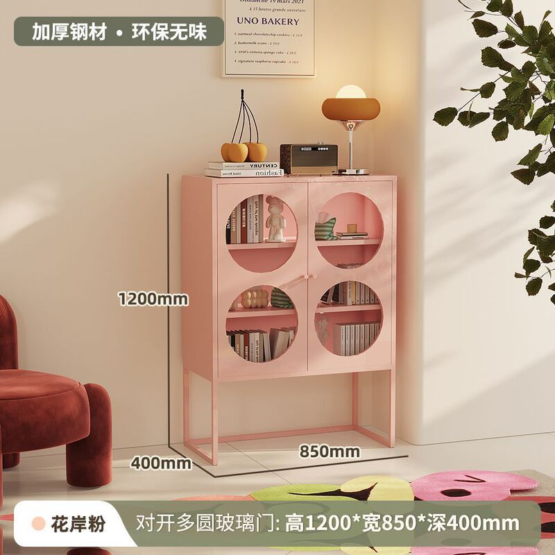 铁艺餐边柜铁艺收纳柜多巴胺铁皮柜客厅展示柜酒柜茶手办柜斗柜|undefined