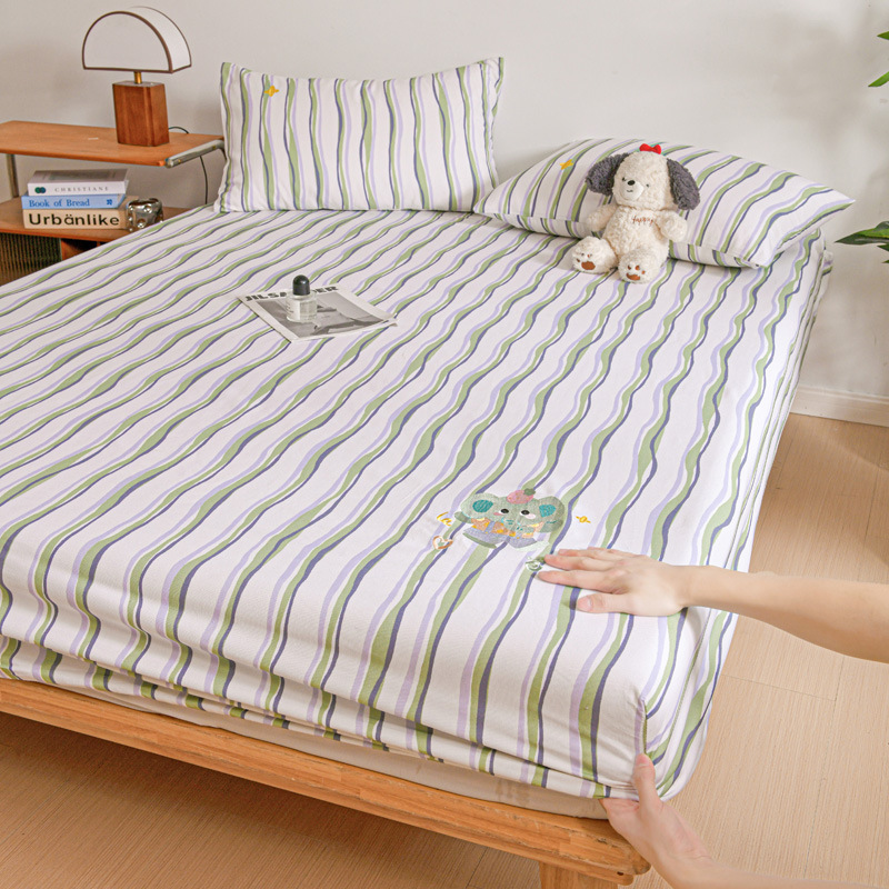 Colcha de cama de tela gruesa vieja de algodón, funda de cama de dibujos animados para niños de una sola pieza, funda protectora de colchón nueva, funda de cama individual con todo incluido