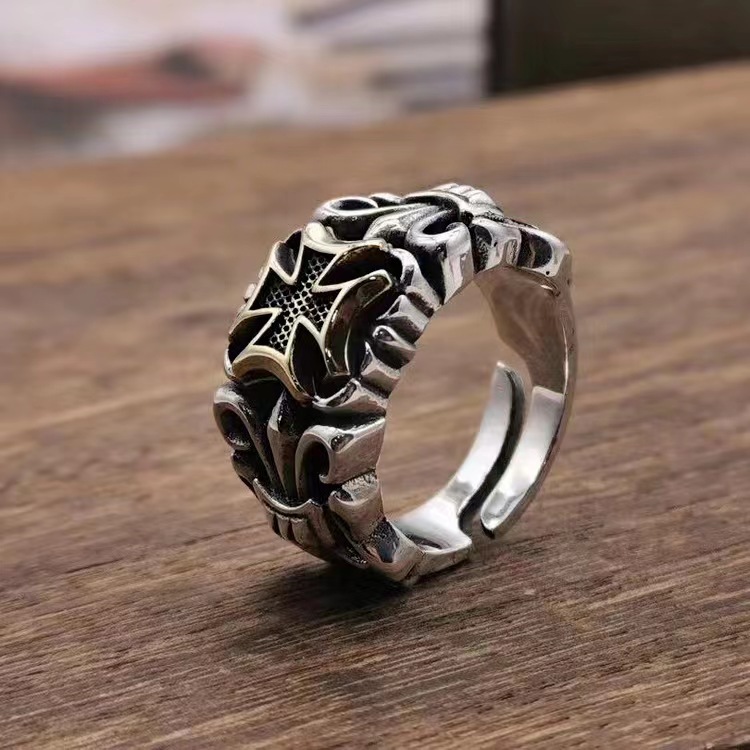 13g Weight Adjustable Ring Classification Adjustable Ring Size 1 Piece Quantity Daily, Street Occasion Alloy Material Cross Pattern Men's Gender Plating Design Retro Style Wholesale Jewelry Retro Cross Alloy Plating Adjustable Ring 11
