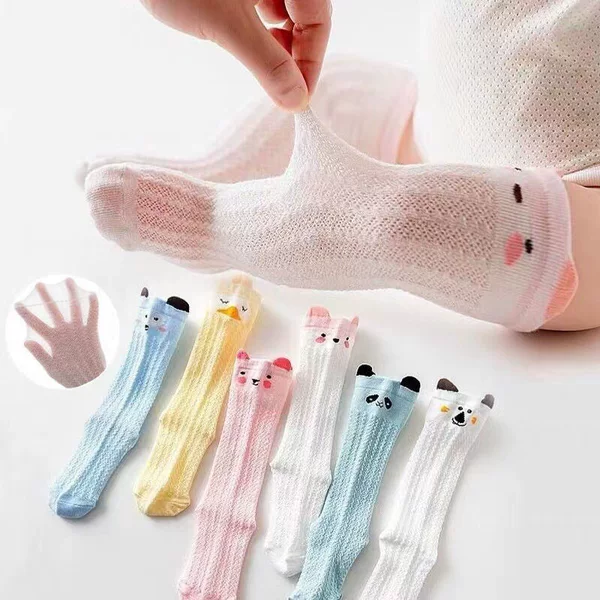 Mesh socks baby stockings spring and autumn Cotton over the knee not tight legs children baby socks newborn summer anti-mosquito socks