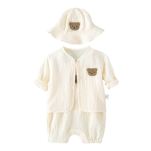 Cotton gauze onesie for newborn babies, short-sleeved summer thin version, sleeper for baby boys and girls, summer clothing crawling suit