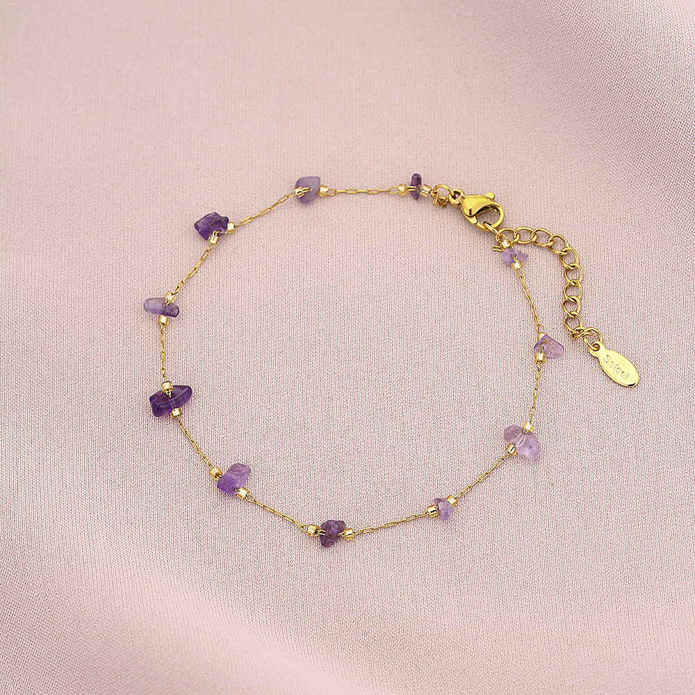 natural stone Material Irregular Pattern Couple Gender Casual Simple Style Irregular 18K Gold Plated 304 Stainless Steel Natural Stone Chain & Link Bracelets Wholesale
