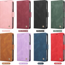 适用iPhone15ProMax肤感侧扣磨砂皮套三星S24插卡翻盖钱包手机套