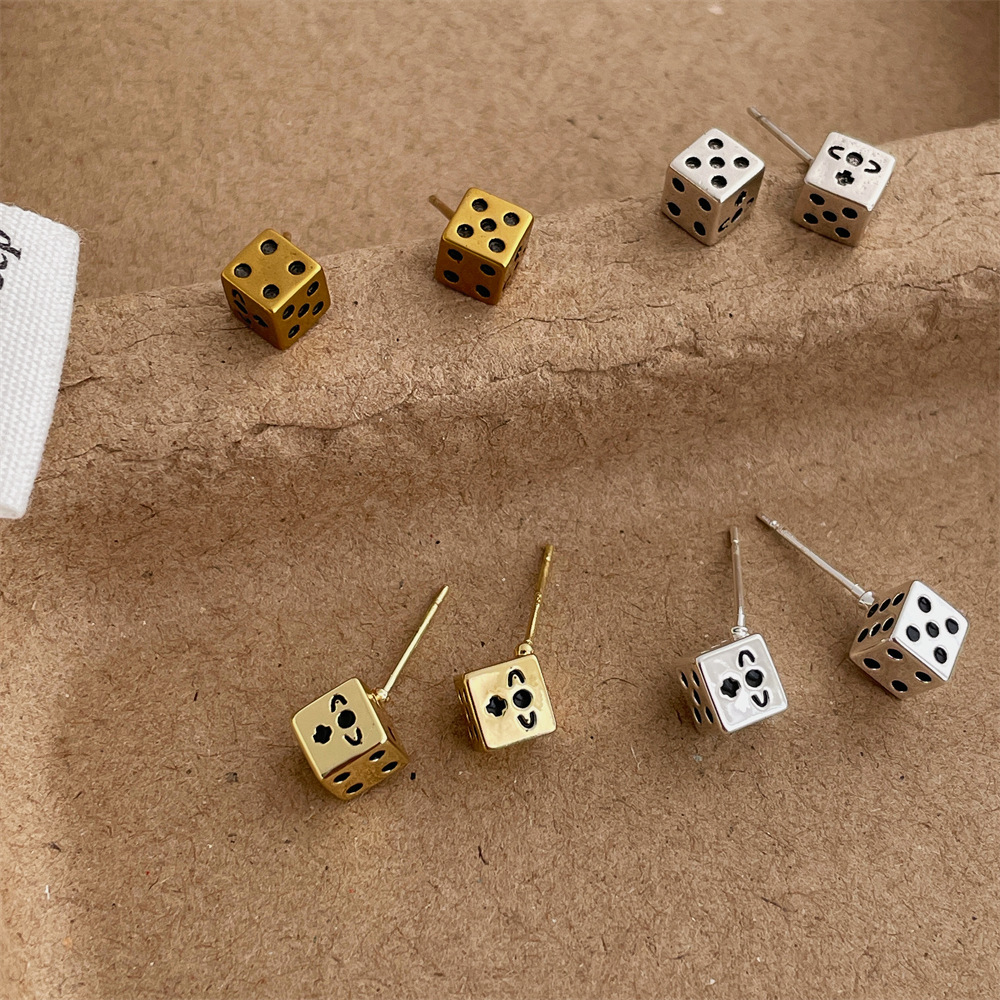 5g Weight 925 Sterling Silver Ear Needle Material Ear Studs Classification 1 Pair Quantity Daily Occasion Copper Material Geometric, Dice Pattern All Seasons Season Women's Gender Polished Finish IG Style, Basic, Simple Style Style 1 Pair IG Style Basic Simple Style Geometric Dice Copper Ear Studs 14
