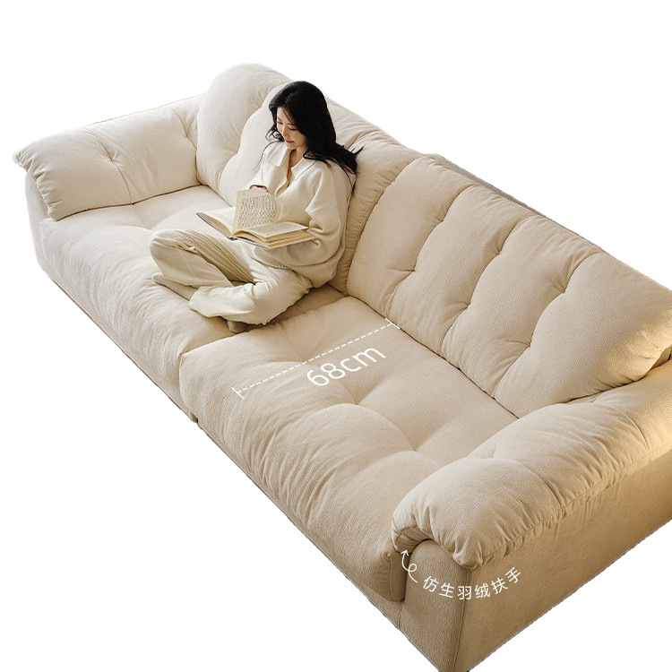 Foshan muebles sofá de tela de viento crema sala de estar 2026 nuevo simple línea recta nubes sofá de nubes desmontable