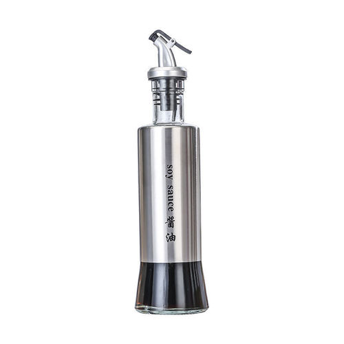 Stainless steel oil pot oil bottle glass oil tank kitchen household seasoning box seasoning bottle seasoning jar soy sauce vinegar pot