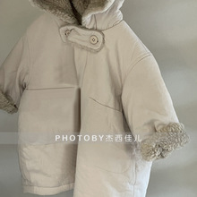 韩版男童女童冬季新款棉衣儿童加厚羊羔毛绒保暖舒适连帽棉服外套