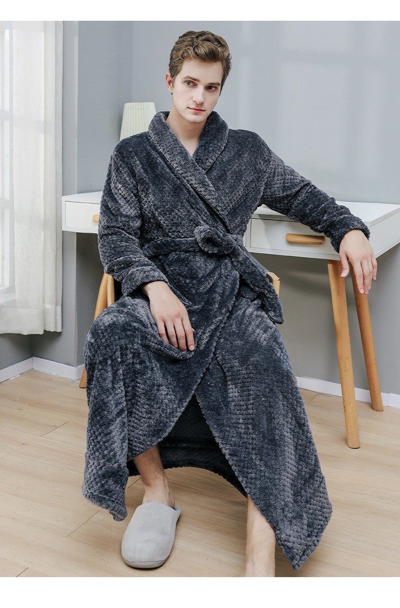 Camicia da notte da donna invernale coppia accappatoio in pile corallo più velluto flanella ispessita pigiama da uomo autunno e inverno lungo_voghion.com