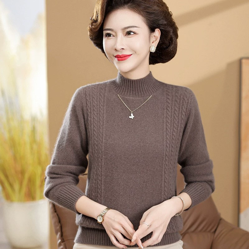Женская водолазка, утолщенный кашемировый свитер больших размеров, базовый свитер для мам на зиму Erdos