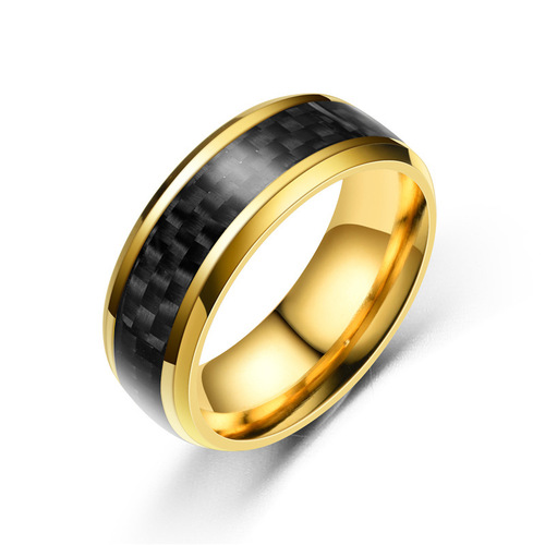 Cross-border supply, fashionable and personalized carbon fiber, titanium steel ring, European and American simple stainless steel ring jewelry