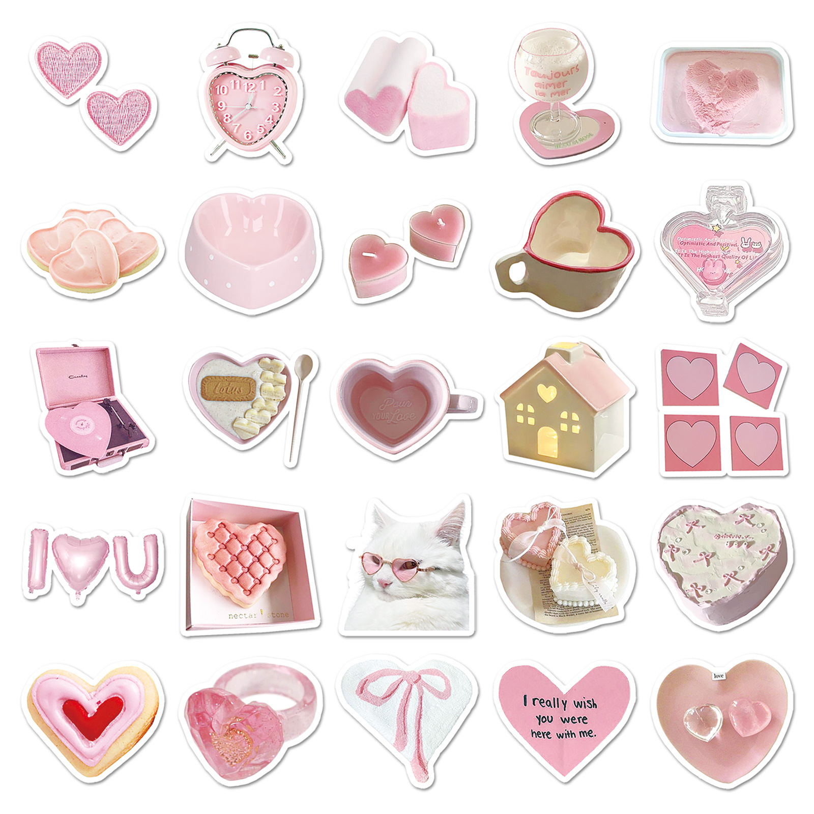 1 Set Quantity School, Graduation Occasion 1 Set Heart Shape Cat School Graduation PVC Self-adhesive Cartoon Style Cute Stickers