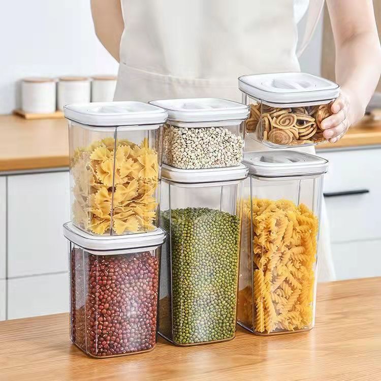 新品キッチンスパイラル収納缶五穀雑穀真空密封保冷箱透明収納缶収納密封缶|undefined