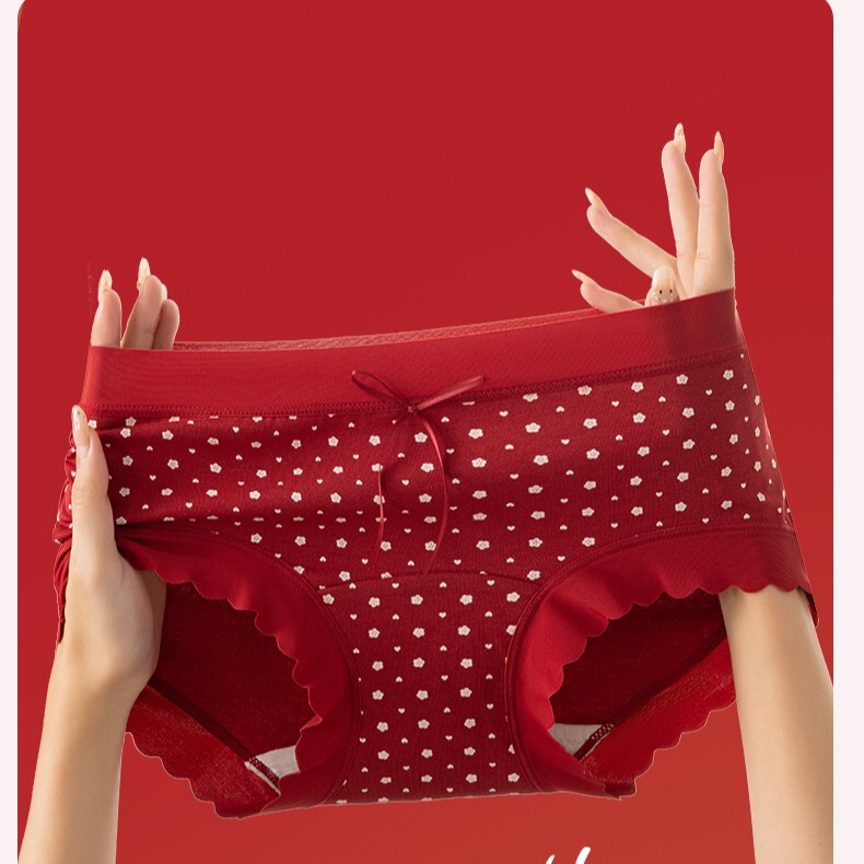 Red Underwear for Women in Their Zodiac Year 2025 New Model 7A Antibacterial Women's Large Size Year of the Horse Girls' Wedding Bride Briefs