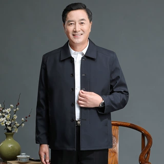 爸爸外套秋冬款男士夹克中年男士70岁棉外套中老年加厚外套