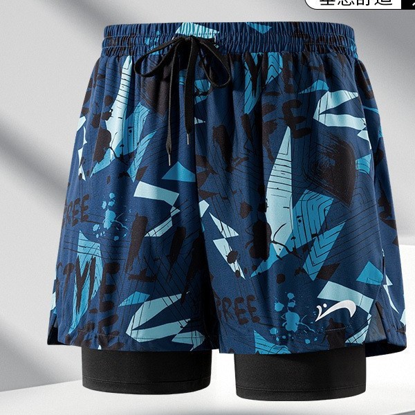 Swim Trunks for Men, Anti-Embarrassment, Loose, Large Size, Quick-Drying Swimsuit, Men's Beach Pants, Hot Spring Double-Layer Lining Swimming Equipment