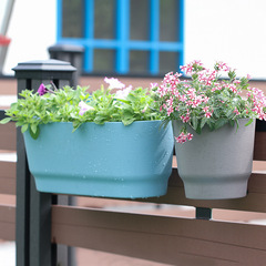 陽台欄杆花盆長方形花槽吊蘭盆塑料懸掛式騎馬鞍水培自吸水盆批發