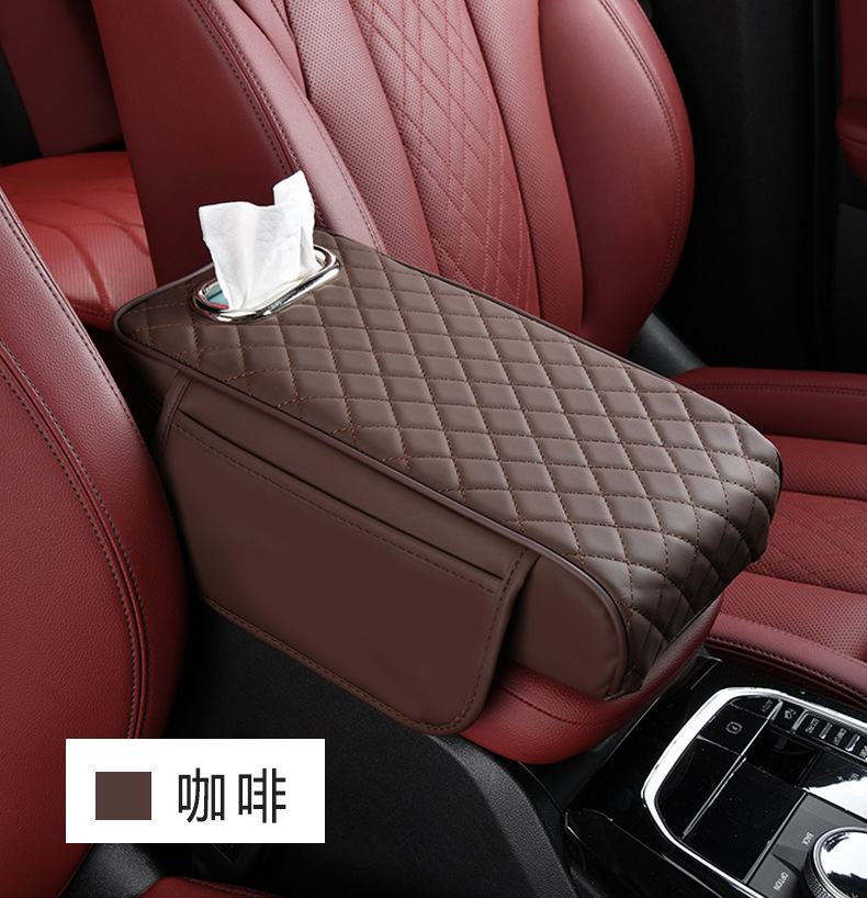 Factory Cross-border Car Armrest Box Pad Heightening Universal Pad Car Heightening Tissue Storage Bag with Pocket Central Pillowcase