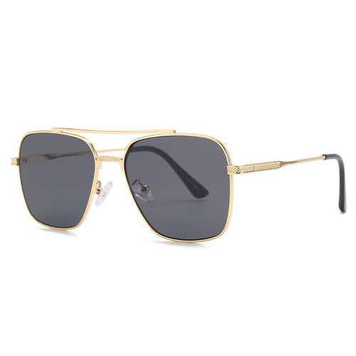 Men's 17340 Dual-bridge Fashion Metal Sunglasses,  Cross-border Platform Supply Glasses, Retro Street Style