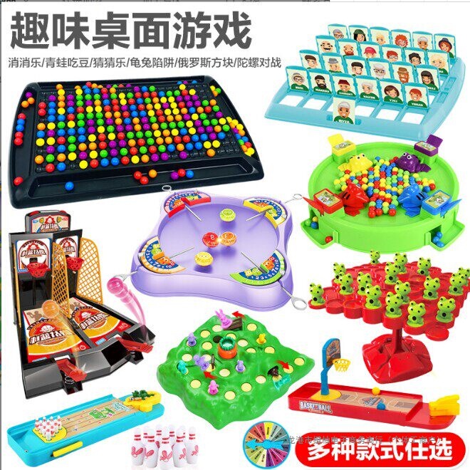 Large Collection of Desktop Educational Gift Toys: Bowling, Triangle Chess, Pirate Bucket, Ice Hockey, Love Elimination, Balance Games
