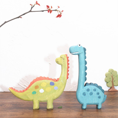 Aoki woodiness Cartoon animal carving decorate Arts and Crafts Ornaments originality dinosaur Decoration children Toys
