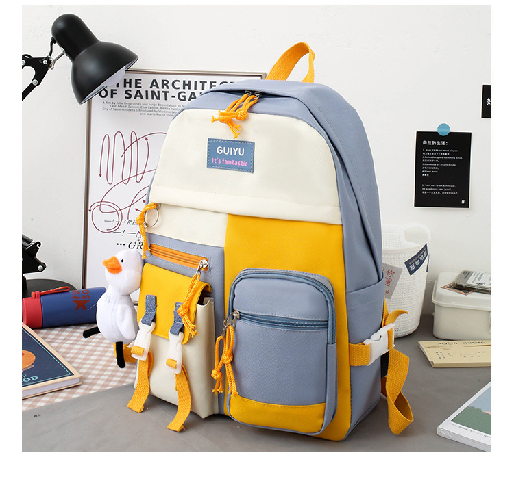 Canvas Large-capacity Korean Style Contrast Color Backpack Wholesale Nihaojewelry display picture 21