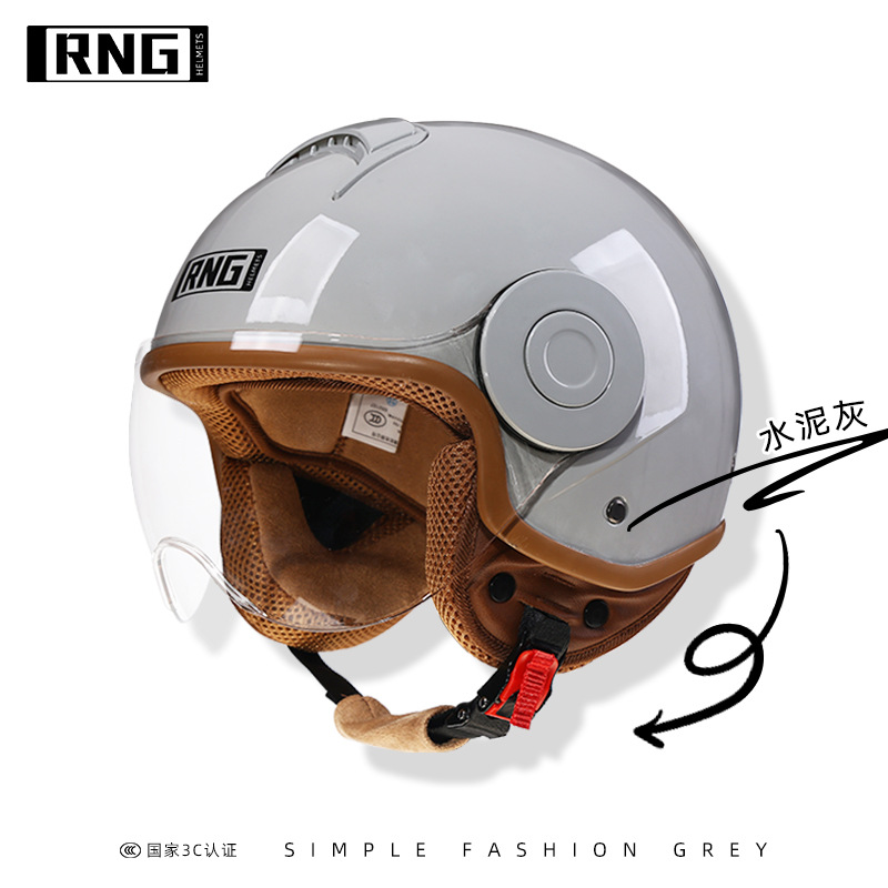RNG nuevo estándar nacional 3C certificado motocicleta casco retro motocicleta casco 3/4 casco de los hombres y mujeres casco de coche eléctrico