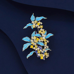 レトロ桂藍香ブローチ高級女性精致軽豪華桂花ピン小衆デザイン感胸花スーツアクセサリー