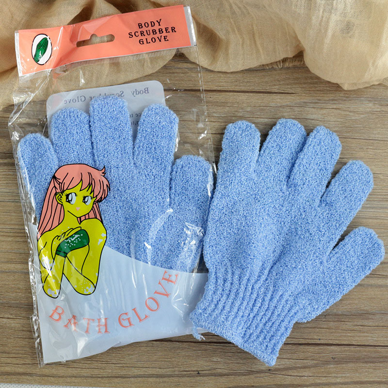 Guantes de baño de cinco dedos creativos toallas de nylon guantes exfoliantes al por mayor toallas de toallas de doble cara toallas de espalda