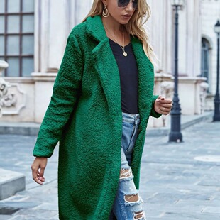 2024 Amazon European and American hot selling autumn and winter women's mid-length coats lamb woolen coats INS factory direct sales