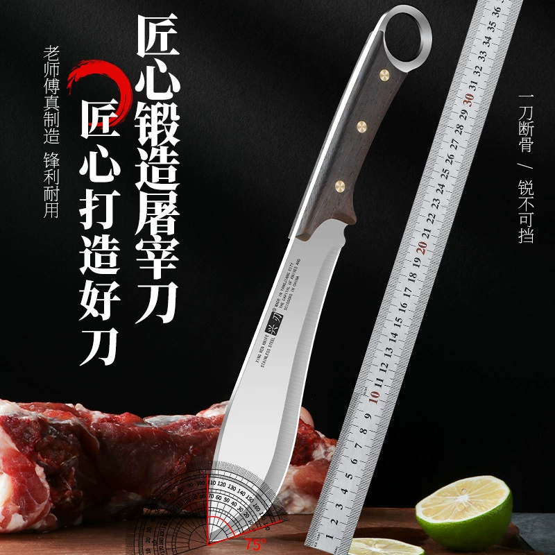 Нож для резки костей от производителя, специально разработанный для использования на открытом воздухе, с зеркальной полировкой, подходит для рубки дров, легко чистится, изготовлен из нержавеющей стали с рукояткой из цельного дерева.