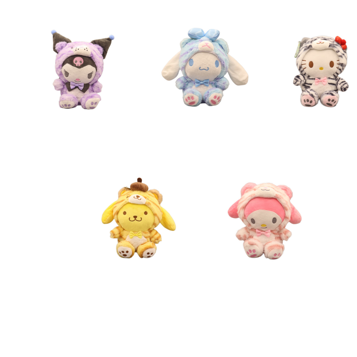 Japanese-style cute plush toy dolls that transform into tigers, My Melody, KT, Kuromi, Cinnamoroll, and Pompompurin