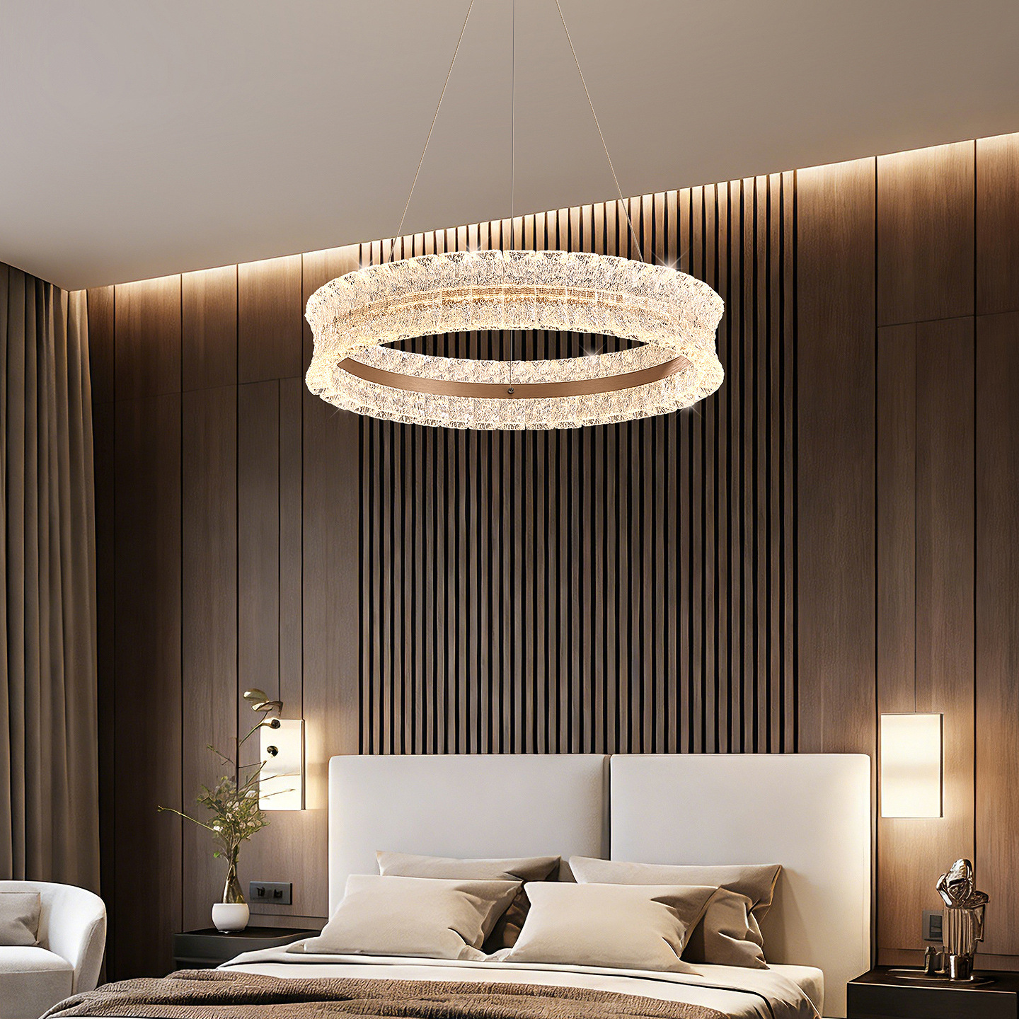 Lámpara de la sala de estar italiana lujosa y alta atmósfera moderna nuevo espectro completo dormitorio comedor Zhongshan lámparas 055L