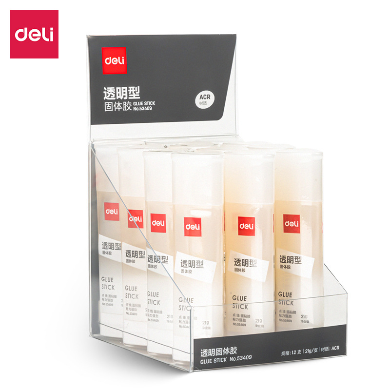 得力53409三角形強力固體膠(透明)(21g/支)無甲醛快干耐用膠棒 強