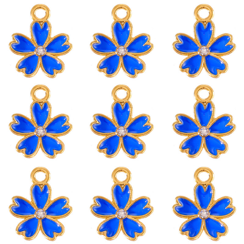 Rhinestones Inlay Material 20 PCS/Package 14 * 17mm Alloy Rhinestones Flower Polished Pendant