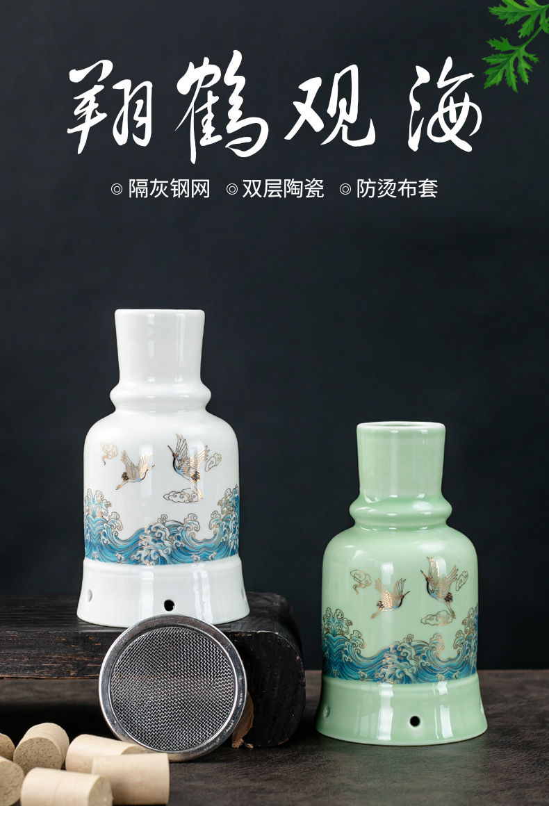 Ceramic Moxibustion Jar Double-Layer Celadon Warm Therapy Device with Gua Sha Massage and Herbal Steaming Function quality and texture