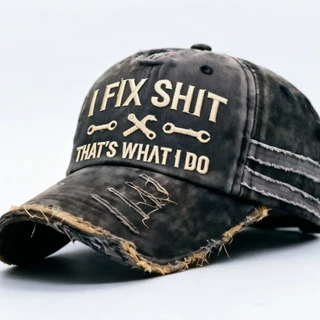 跨境字母刺绣帽子I FIX SHIT绣花鸭舌帽亚马逊爆款水洗破洞棒球帽