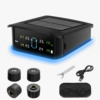 Car Tire Pressure Monitor with Ambient Light and Large Screen Display Tire Pressure Detector