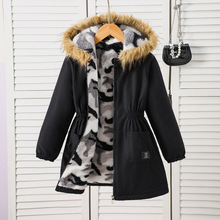 EW外贸童装 中大童新品女童秋冬款连帽加绒保暖冬季外套DWT1069